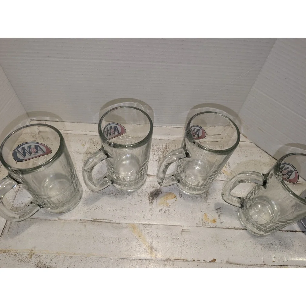 A&W Root Beer Mugs Set of 4 Vintage Heavy Glass, 6-inch Tall